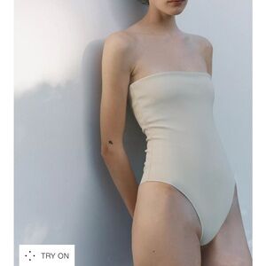 Zara Cream Strapless Bodysuit